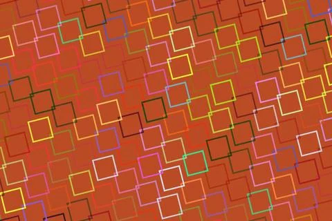 Colorful geometric pattern with squares on red background Illustrazione stock