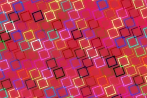 Colorful geometric pattern of squares on a red background 库存插图
