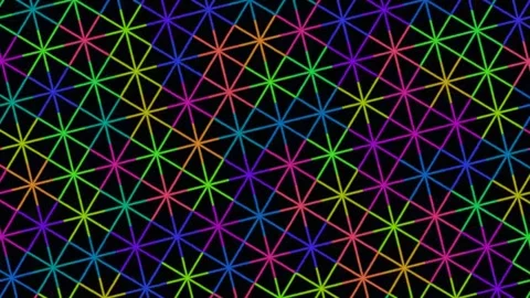 Colorful geometric pattern with star shapes on a black Stock Footage 338277218