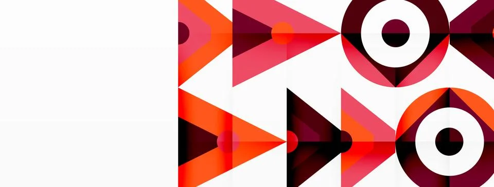 A colorful geometric pattern with triangles and circles on a white background Stock Illustration