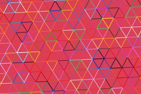 Colorful geometric pattern of triangles and lines on red Stock Photos
