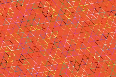 Colorful geometric pattern with triangles on coral background 库存插图