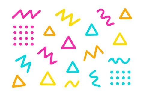 Colorful Geometric Pattern with Triangles Lines and Dots Stock Illustration
