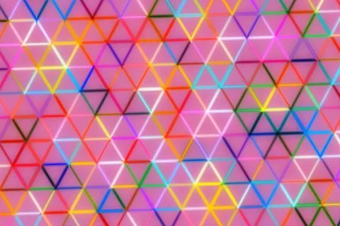 Colorful geometric pattern of triangles on pink background Stock Photos
