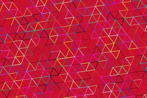 Colorful geometric pattern with triangles on a red background Stockillustratie