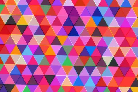 Colorful geometric pattern of triangles in vibrant shades Stock Photos