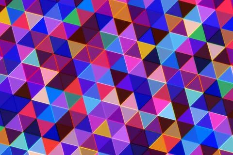 Colorful geometric pattern of triangles in vibrant shades Stock Photos