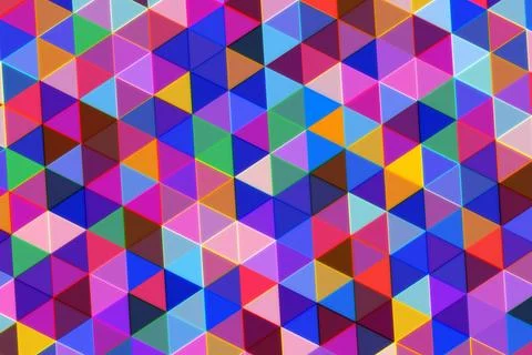 Colorful geometric pattern of triangles in vibrant shades Stock Photos