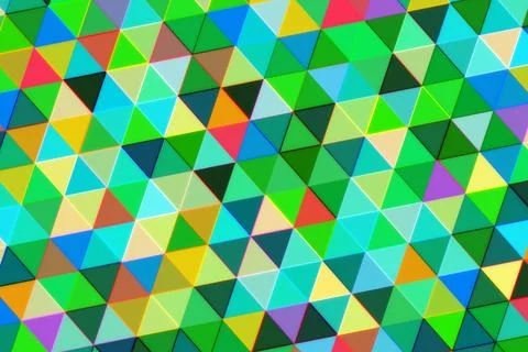 Colorful geometric pattern of triangles in vibrant shades Stock Photos