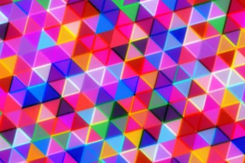 Colorful geometric pattern of triangles in vibrant shades Stock Photos