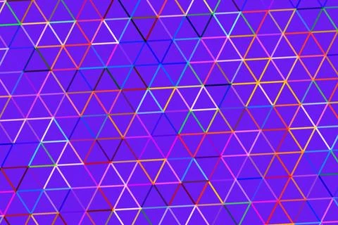 Colorful geometric pattern of triangles on vibrant purple background Foto stock