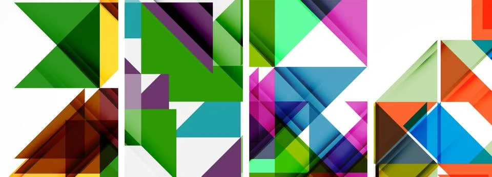 A colorful geometric pattern of triangles on a white background Stock Illustration