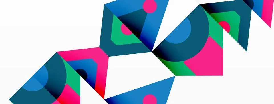 A colorful geometric pattern of triangles on a white background 스톡 일러스트