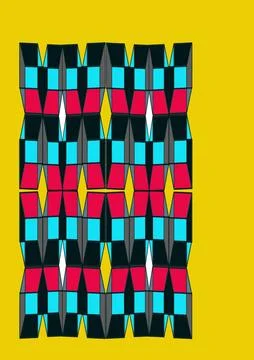 Colorful geometric pattern on yellow background Stockillustratie