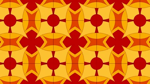 Colorful geometric patterns on a bright orange background with simple shape.. 스톡 동영상 332707198