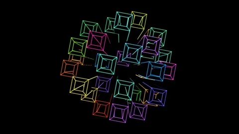 Colorful geometric patterns create a mesmerizing VJ loop for music events Stock Footage 296218208