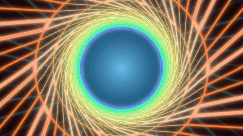 Colorful geometric patterns create a tunnel effect in abstract design Stock Footage 336995418