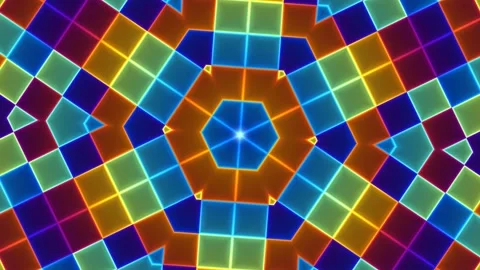 Colorful geometric patterns create a vibrant visual display Stock Footage 338004858
