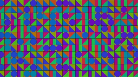 Colorful geometric patterns create vibrant visual interest Stock Footage 338134096