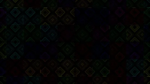 Colorful geometric patterns dance in sync with vibrant beats at night Stock Footage 294025675