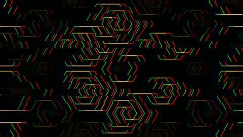 Colorful geometric patterns in a dark space creating a modern design イラスト素材