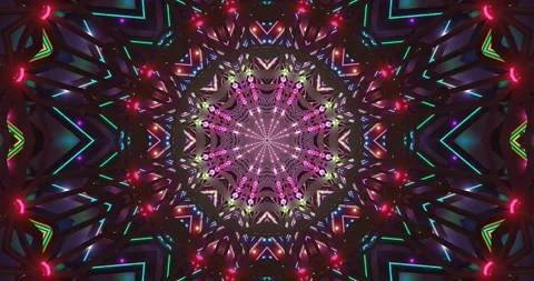 Colorful geometric patterns with dynamic lights create an engaging visual e.. Stock Footage 315224733