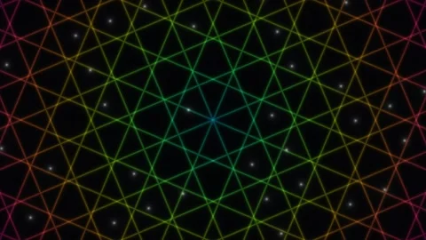 Colorful geometric patterns with lines and dots on a dark Stock Footage 338006007