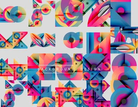 Colorful geometric patterns, overlapping shapes, vibrant design elements. Modern 스톡 일러스트