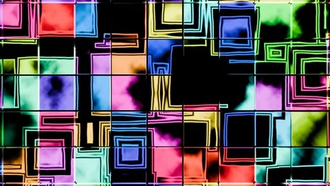 Colorful geometric patterns pulsating rhythmically in vibrant visual harmony Video stock 296217711