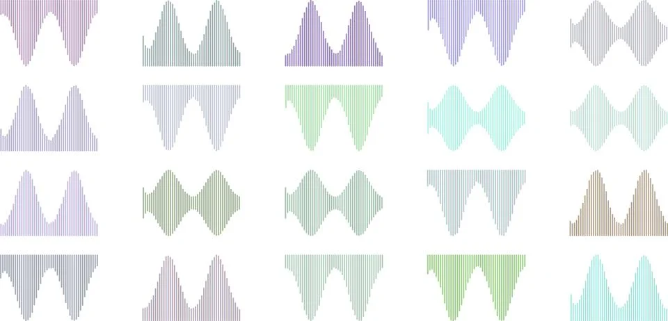 Colorful geometric patterns with vertical lines and wave designs suitable f.. Иллюстрация