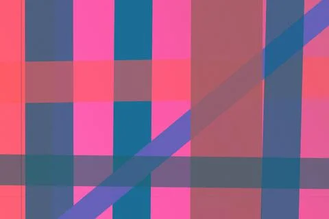 Colorful geometric plaid pattern with bold pink, blue, and purple stripes a.. 库存插图