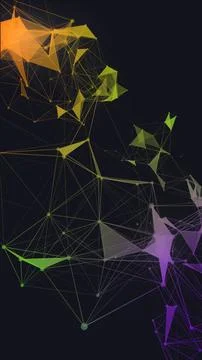 Colorful Geometric Plexus Background with Connected Lines and Triangular Shap 库存插图