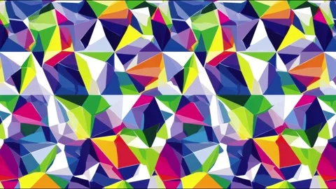 Colorful geometric polygon facets shifting horizontally across tiled backdr.. Stock-Footage 339790612