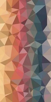 Colorful geometric polygon pattern with warm beige oranges and cool blues g.. Stock Illustration
