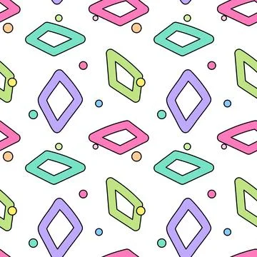 Colorful Geometric Rhombus Pattern with Dots Stock Illustration
