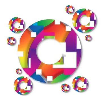 Colorful Geometric Ring Bubbles Abstract Design Element on White Background 스톡 일러스트