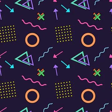 Colorful Geometric Seamless Pattern on Dark Background Stock Illustration