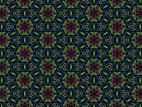Colorful geometric seamless pattern with hexagonal ornaments. Stockillustratie