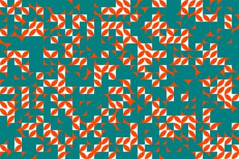Colorful Geometric Seamless Pattern with Orange and Teal Shapes Stock Illustration