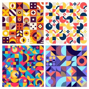 Colorful Geometric Seamless Pattern Set Stock Illustration