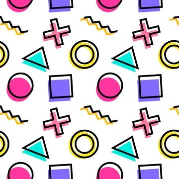 Colorful Geometric Seamless Pattern with Shapes Stock Illustration