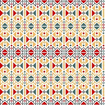 Colorful geometric seamless pattern with triangular shapes in  ethnic style Stock Illustration