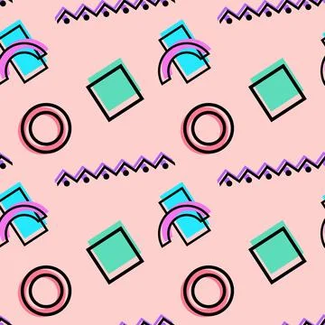 Colorful Geometric Seamless Pattern with Zigzags and Circles Illustrazione stock
