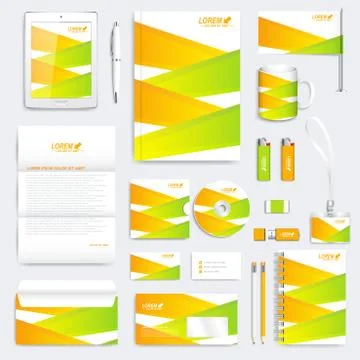 Colorful geometric set of vector corporate identity template. Modern business Stock Illustration