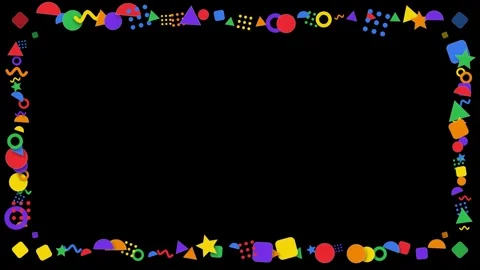 Colorful Geometric Shape Border Animation with Black Background Loop Stock Footage 344831629