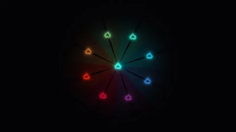 Colorful geometric shapes in a circular pattern on black Stock Footage 338323321