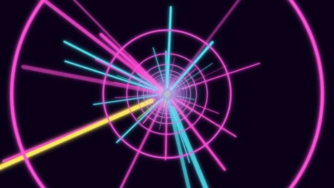 Colorful geometric shapes create light patterns in a dark space Stock Footage 337301694