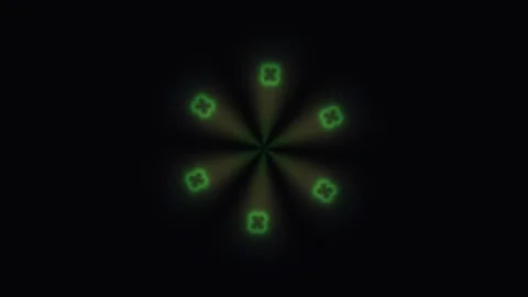 Colorful geometric shapes create a star pattern on a dark 스톡 동영상 338199389