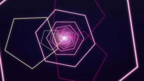 Colorful geometric shapes create a tunnel effect in digital design Stock Footage 337301613