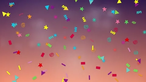 Colorful Geometric Shapes Falling Over Vibrant Gradient Background 스톡 동영상 341461802